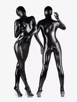 Toussaint Cosplay Costume Combinaison humide Shiny noir Déguisements Halloween