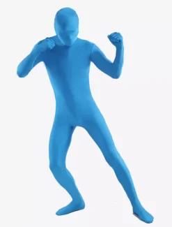 Toussaint Cosplay Costume de zentai bleu unicolore en lycra spandex Halloween