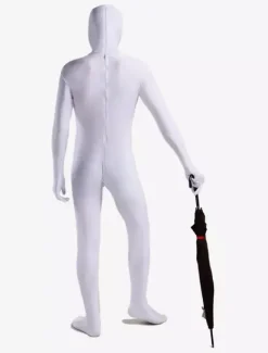 Toussaint Cosplay Costume de zentai blanc en lycra spandex face ouverte Déguisements Halloween