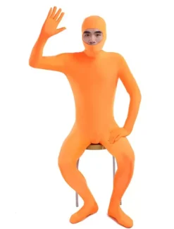 Toussaint Cosplay Costume de zentaï orange unicolore de face ouverte Déguisements Halloween