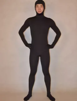 Toussaint Cosplay Costume de zentai noir de face ouverte Déguisements Halloween