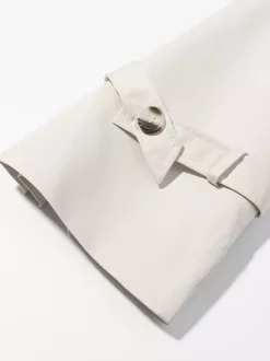 Trench-coat à col cheminée pour femme - Manteau crème croisé à épaules tombantes et ceinture - Vêtements d'extérieur printemps 2026 parfaits pour le bureau et le dîner
