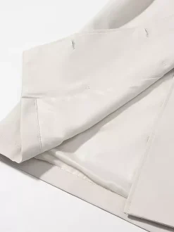 Trench-coat à col cheminée pour femme - Manteau crème croisé à épaules tombantes et ceinture - Vêtements d'extérieur printemps 2026 parfaits pour le bureau et le dîner