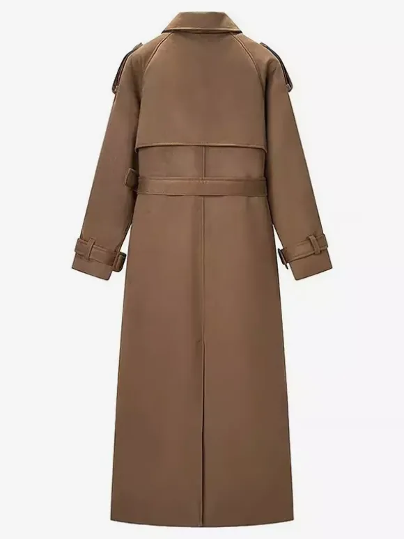 Trench-coat en faux daim pour femme - Veste maxi rétro croisée ceinturée - Style printemps-été 2026