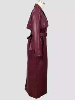 Trench-coat en similicuir pour femme - Veste maxi ceinturée à simple boutonnage - Vêtements d'extérieur chics pour le printemps 2026