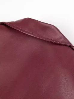 Trench-coat en similicuir pour femme - Veste maxi ceinturée à simple boutonnage - Vêtements d'extérieur chics pour le printemps 2026
