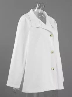 Trench-coat femme en mélange de coton - Coupe oversize minimaliste à double boutonnage et manches larges - Collection printemps-été 2026