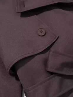Trench-coat oversize pour femme - Coupe-vent maxi croisé chic marron chocolat - Idéal pour les soirées de printemps 2026