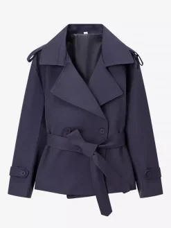 Trench-coat court pour femme - Veste coupe-vent élégante et cintrée avec ceinture - Vêtement d'extérieur idéal pour le printemps du bureau au restaurant - Collection printemps 2026