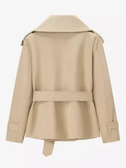 Trench-coat court pour femme - Veste coupe-vent élégante et cintrée avec ceinture - Vêtement d'extérieur idéal pour le printemps du bureau au restaurant - Collection printemps 2026