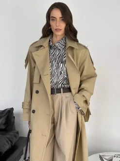 Trench-coat croisé pour femme - Manteau long classique ceinturé - Vêtement d'extérieur chic et printanier pour le bureau et le dîner (collection printemps 2026)