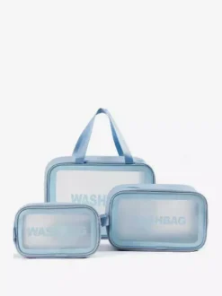 Trousse de toilette transparente en trois pièces trousse de toilette portable et étanche pour femmes
