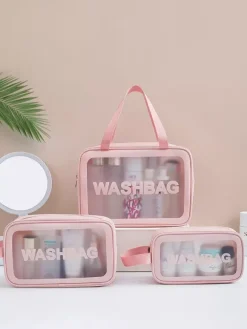 Trousse de toilette transparente en trois pièces trousse de toilette portable et étanche pour femmes
