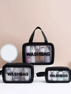 Trousse de toilette transparente en trois pièces trousse de toilette portable et étanche pour femmes