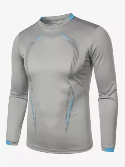 T-shirt de sport respirant à manches longues pour homme idéal pour l'entraînement d'été et le fitness. Séchage rapide.