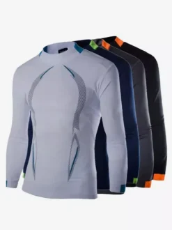 T-shirt de sport respirant à manches longues pour homme idéal pour l'entraînement d'été et le fitness. Séchage rapide.