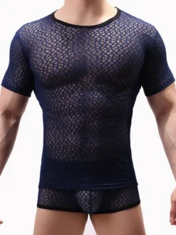 T-shirt Sexy Homme Royal Blue Sheer Lingerie pour Hommes