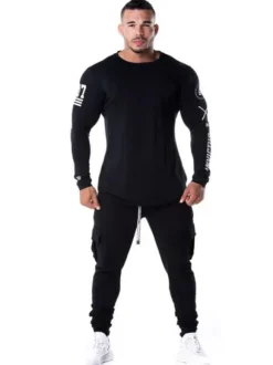 T-shirts Décontracté Col Bijou Mots Imprimés Manches Longues