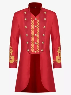 Tuxedo rouge vintage victorien boutons manches longues pardessus costumes rétro pour homme
