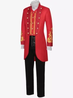 Tuxedo rouge vintage victorien boutons manches longues pardessus costumes rétro pour homme