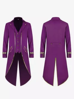 Vert Vintage Top Vintage Boutons Manches Longues Polyester Polyester Pardessus Rétro Costumes Pour Homme Bourgogne