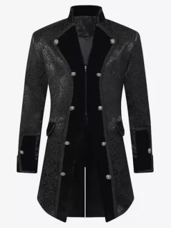 Veste boutonnée Steampunk pour homme veste vintage redingote gothique queue-de-pie