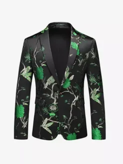 Veste costume décontracté d'affaires noir imprimé à manches longues en polyester rétro pour hommes Bourgogne