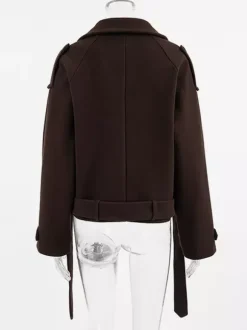 Veste courte croisée pour femme - Coupe courte chic ceinturée - Style streetwear décontracté et luxueux pour le printemps 2026