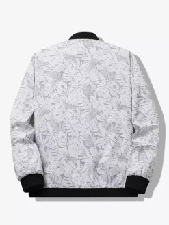 Veste de baseball pour homme col imprimé feuille d'érable manches longues poignets élastiques poches latérales zippées veste légère