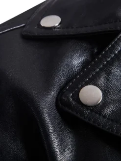 Veste de moto en cuir pour homme Veste en cuir slim asymétrique à fermeture éclair