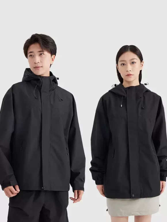 Veste De Randonnée Imperméable Unisexe À Capuche Color Block Zip Polyester Moderne