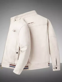 Veste en coton pour homme col montant vêtement de travail décontracté et résistant à poches multiples.