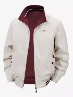 Veste en coton pour homme col montant vêtement de travail décontracté et résistant à poches multiples.