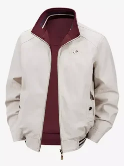 Veste en coton pour homme col montant vêtement de travail décontracté et résistant à poches multiples.