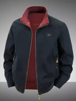 Veste en coton pour homme col montant vêtement de travail décontracté et résistant à poches multiples.