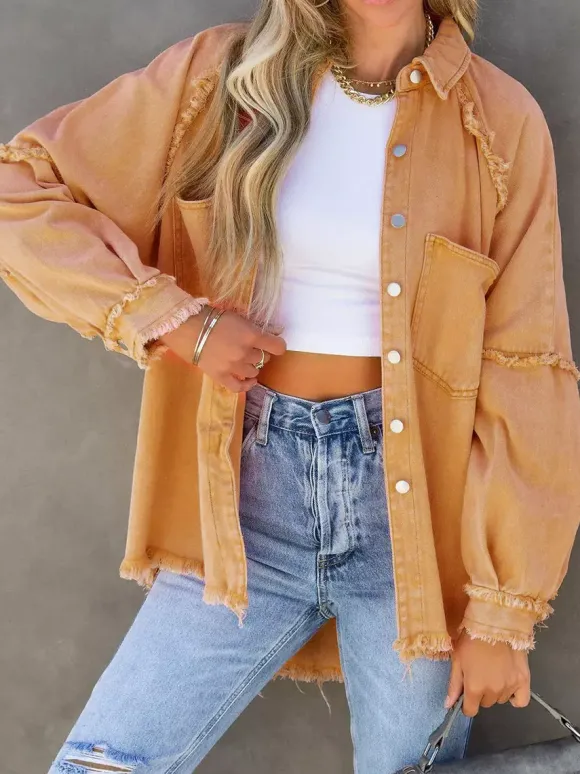 Veste femme à col rabattu et manches longues coupe oversize