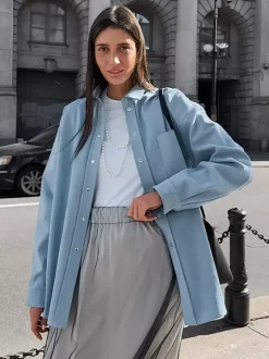Veste femme à col rabattu boutons coton manches longues vêtement d'extérieur