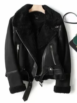 Veste Femme à Col Revers avec Manches Longues à Zip Bicolores
