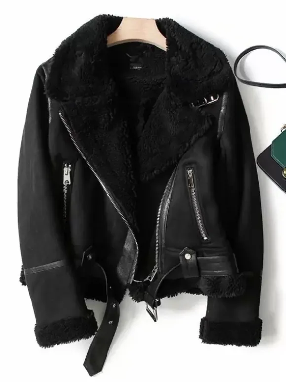 Veste Femme à Col Revers avec Manches Longues à Zip Bicolores