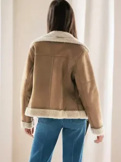 Veste Femme à Col Revers avec Manches Longues à Zip Bicolores