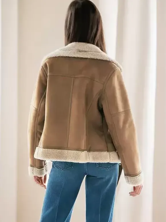 Veste Femme à Col Revers avec Manches Longues à Zip Bicolores