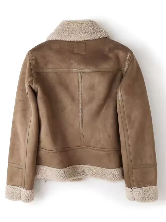 Veste Femme à Col Revers avec Manches Longues à Zip Bicolores