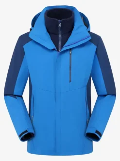 Veste Homme Bloc de Couleur Fermeture Éclair Polyester Élégant