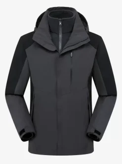 Veste Homme Bloc de Couleur Fermeture Éclair Polyester Élégant