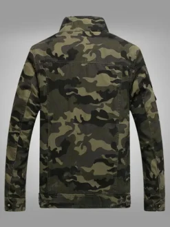 Veste Homme Camouflage Boutons Polyester Élégant