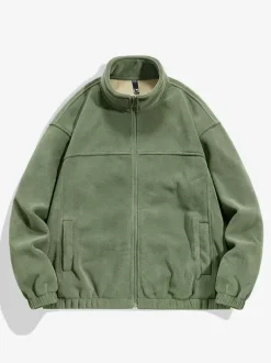 Veste Homme Zippée Chaud Hiver Décontracté Col Montant En Polaire Coton Élégante