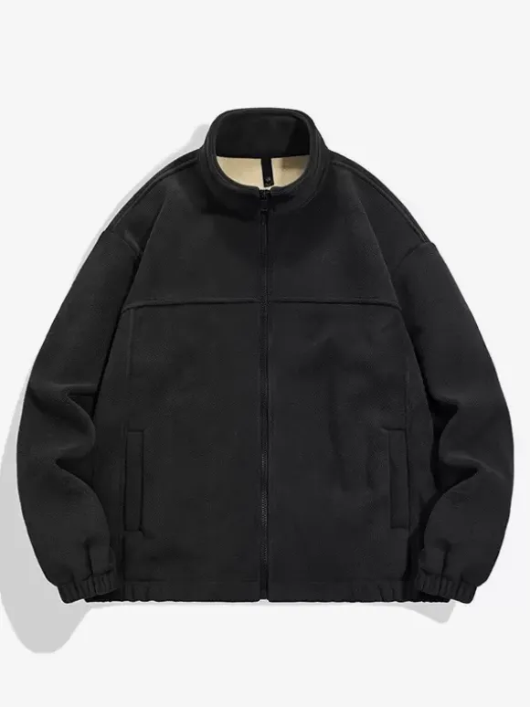 Veste Homme Zippée Chaud Hiver Décontracté Col Montant En Polaire Coton Élégante