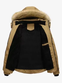 Veste Matelassé Homme À Capuche En Fausse Fourrure Polyester Coupe Cintré