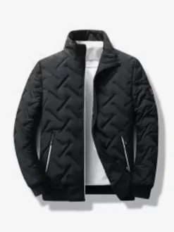 Veste Matelassée Homme Zippée En Polyester Poches Décontracté Chaud
