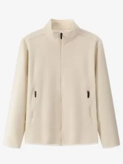 Veste Polaire Homme Unicolore Manteau Chaud Hiver Poche À Glissière Éclaire